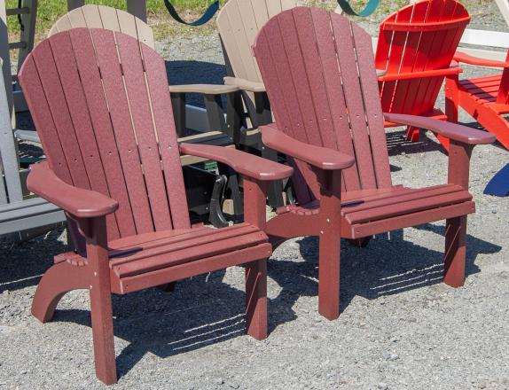 Raised Adirondack Chairs in Cherrywood Poly Lumber Outdoor Patio Furniture