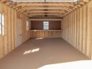 12x28 Garage Building with Peak Roofline Interior with Loft and Workbench